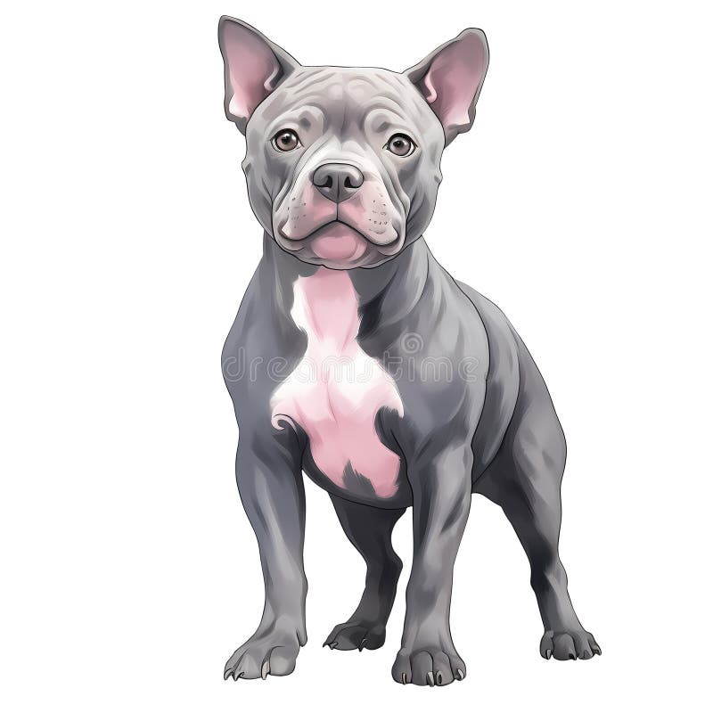 Cute American Pitbull Puppy Watercolor Clipart Illustration AI ...