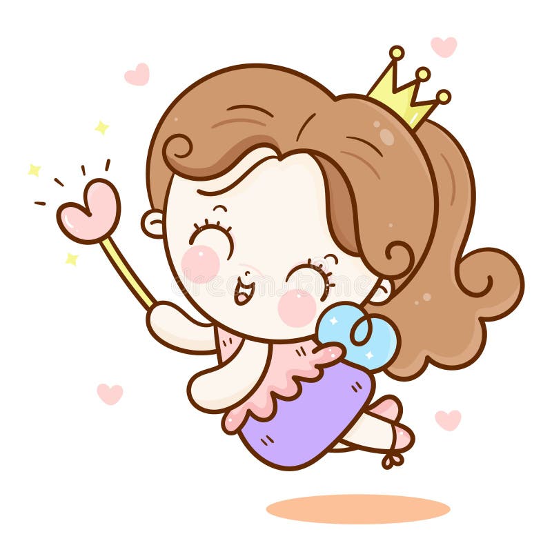 Cute Angel Cartoon, Fairy Princess Vector Heart Magic Wand Kawaii Vector:  Series Girly Doodles Sweet Pastel Stock Vector - Illustration of happiness,  girly: 177570550