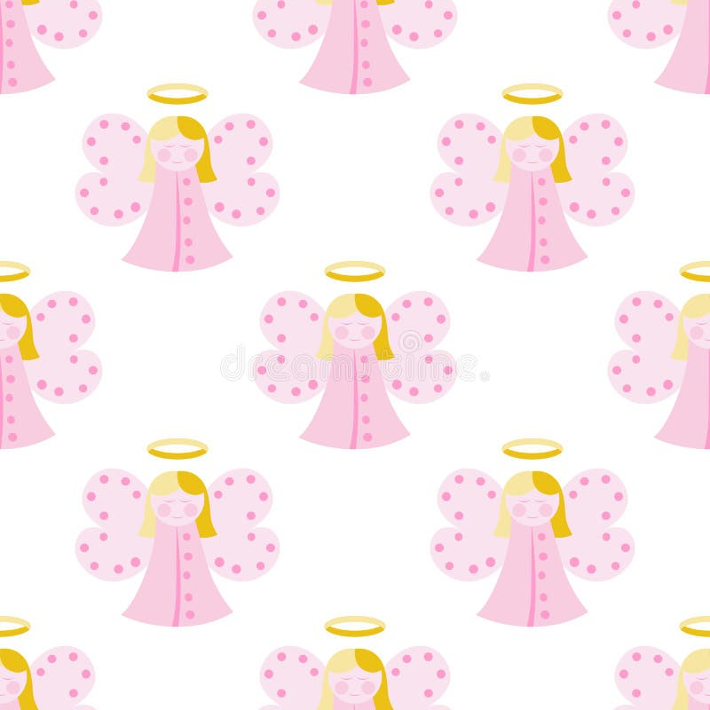 Cute Angel Seamless Pattern Stock Vector - Illustration of pink, isolated:  67487121