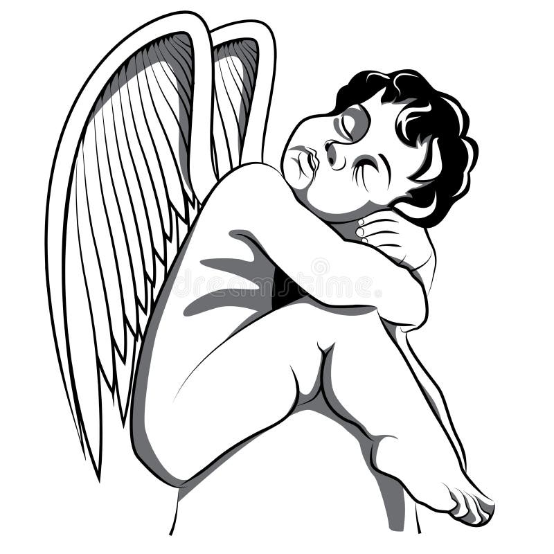 Sleeping little Angel stock vector. Illustration of innocence - 34301998