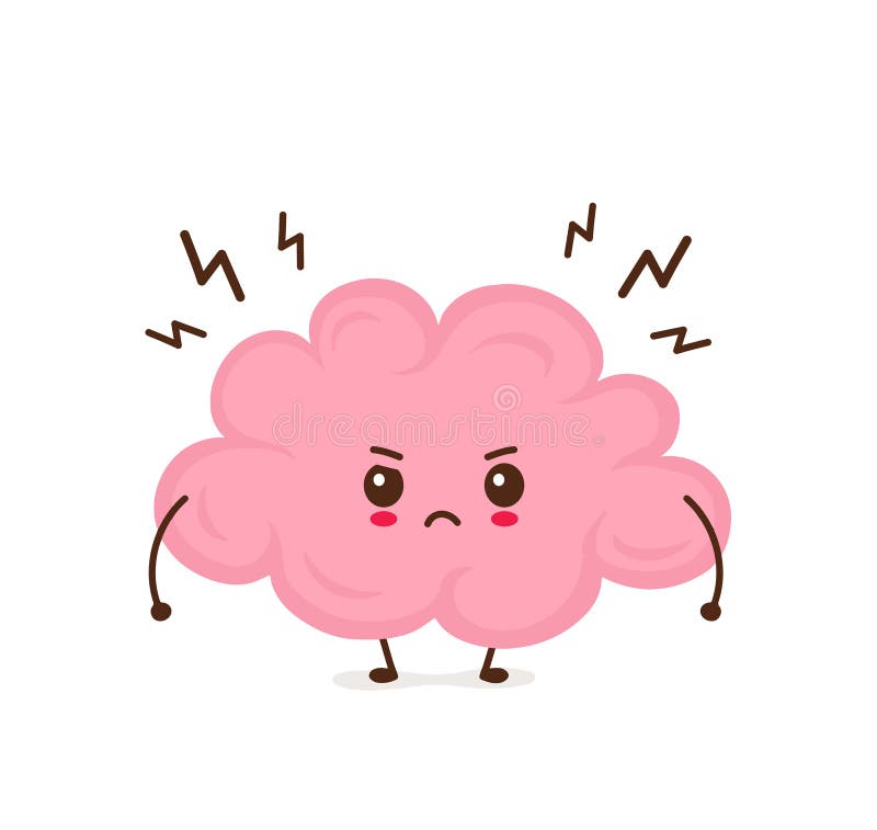 Cute Angry Funny Brain Have Stress Stock Vector - Illustration of genius,  isolated: 133830965