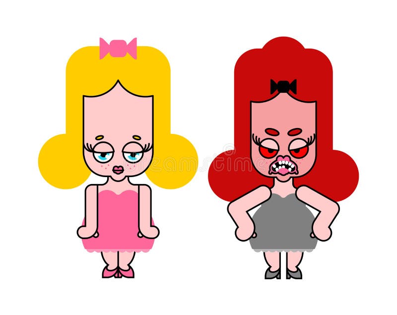 Cute and angry little girl cartoon isolated. girlie Vector illustration vector illustration Cute and angry little girl cartoon isolated. girlie Vector illustration vector illustration