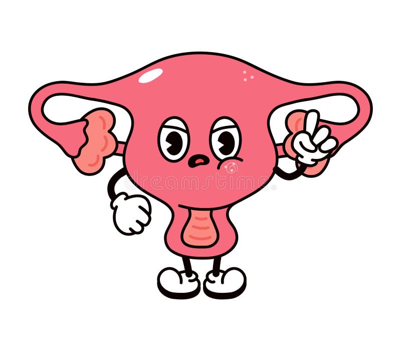 Cute Angry Sad Uterus Character. Vector Hand Drawn Traditional Cartoon ...