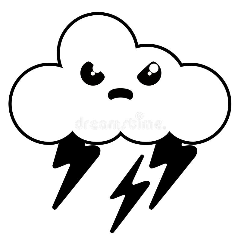 Cute Angry Thunderstorm Weather Icon Stock Vector - Illustration of ...