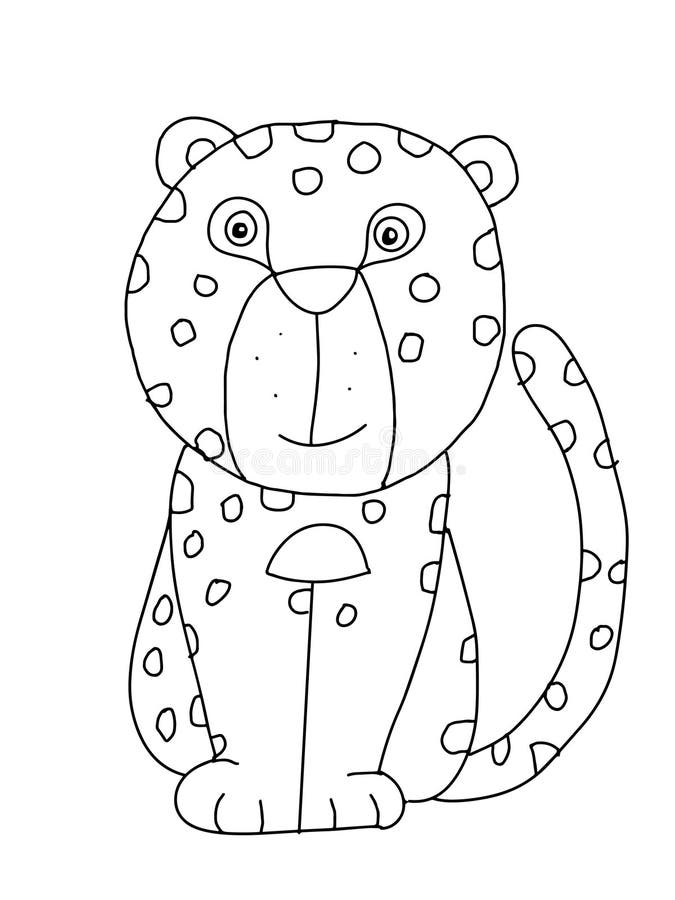 Cute Animal Cheetah Cartoon Illustration Coloring Drawing Line Stock  Illustration - Illustration of character, white: 135620061