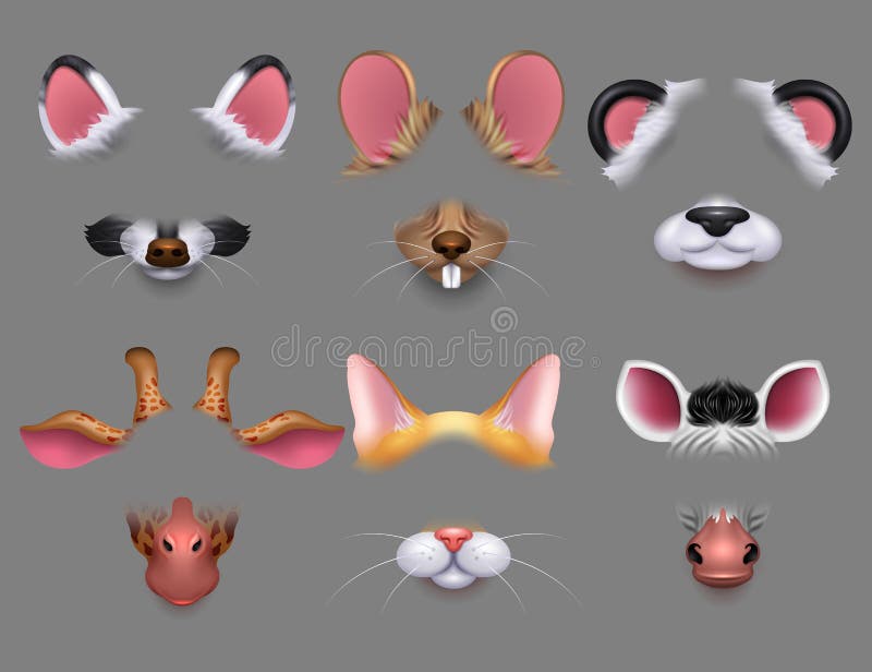 Set Of Cartoon Animals Party Masks Vector Stock Illustration