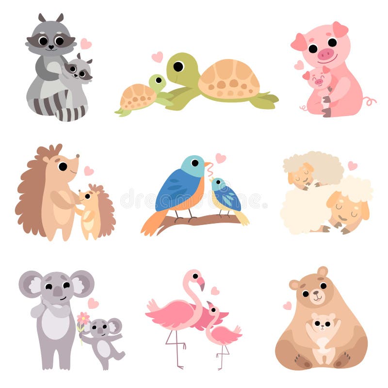 Cute Animal Families Set, Raccoon, Turtle, Pig, Hedgehog, Bird, Sheep, Koala, Flamingo, Bear Vector Illustration Stock Vector - Illustration of cartoon, flamingo: 140962293 Cute Animal Families Set, Raccoon, Turtle, Pig, Hedgehog, Bird, Sheep, Koala, Flamingo, Bear Vector Illustration Stock Vector - Illustration of cartoon, flamingo: 140962293