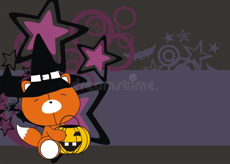 Sweet Little Fox Halloween Costume Cartoon Background Stock Vector