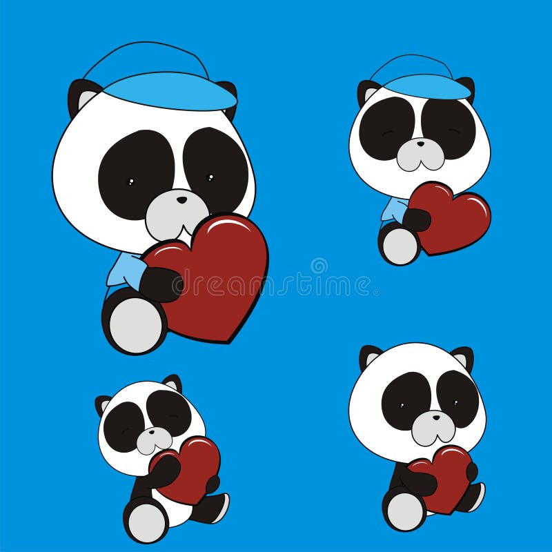 Cute Panda Bear Cartoon Holding Love You Label Stock Vector - Illustration  of bear, holding: 212400880