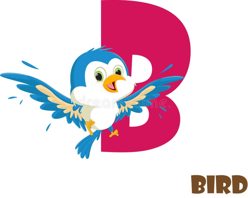 Cute Animal Zoo Alphabet. Letter B For Bird Stock Vector - Illustration