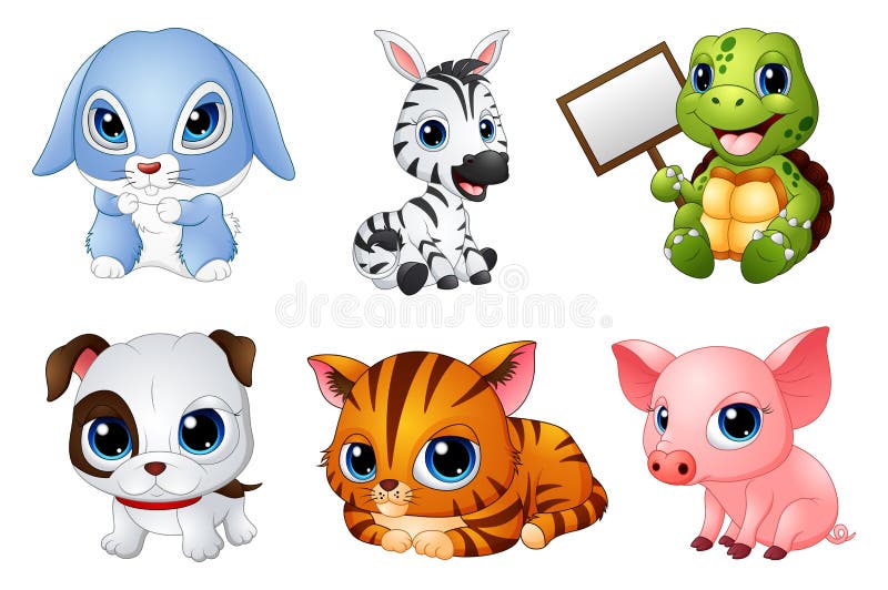 Cute Animals cartoon set vector illustration