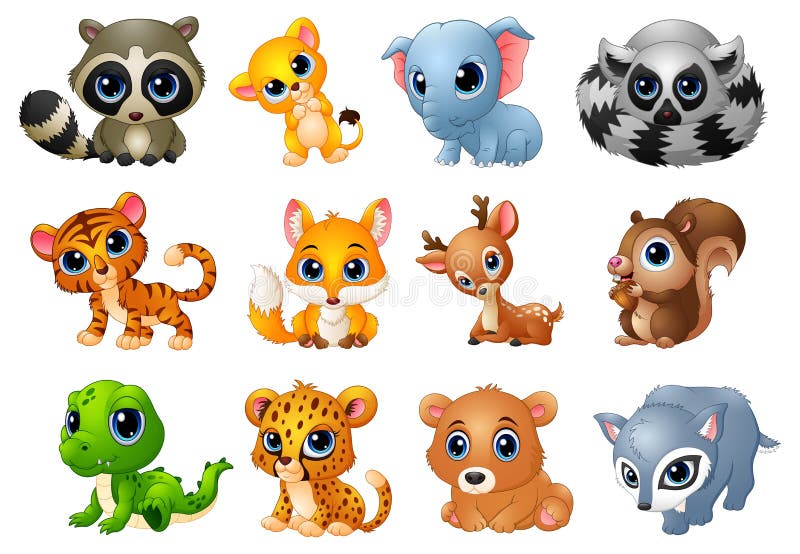 Cute Animals cartoon set