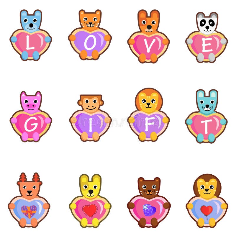 Cute animals with messages stock vector. Illustration of friend - 16426900