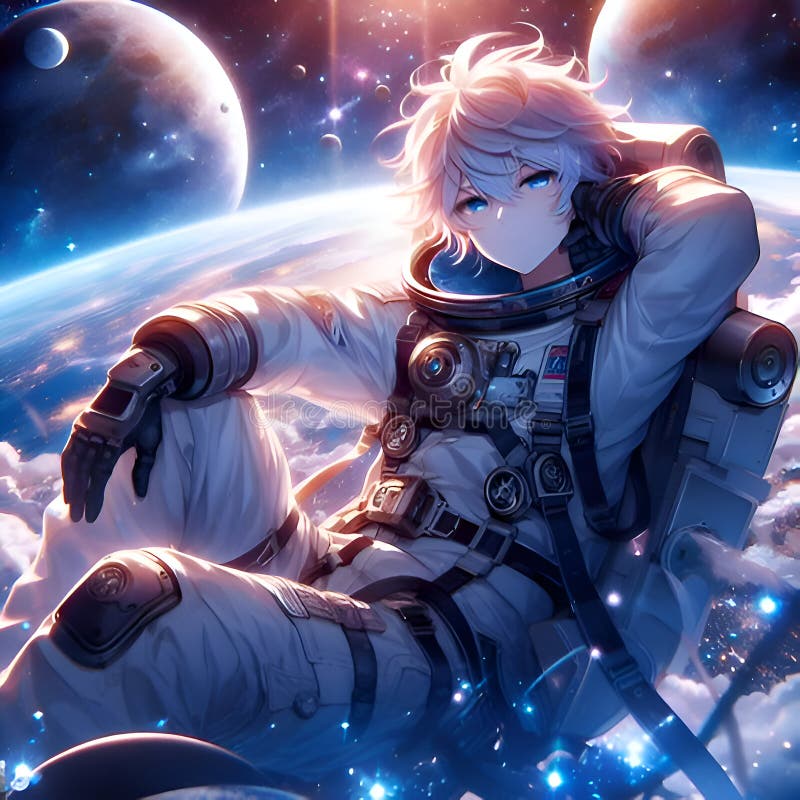 Beautiful Soft Cosmic Astronaut Anime Girl