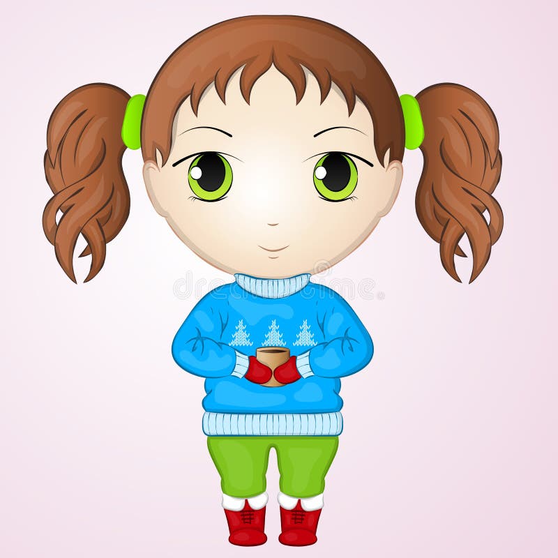 Cute Anime Chibi Little Girl Wearing Sweater and Holding Cup of Warm Tea. Simple Cartoon Style. Vector Illustration. NY Stock Vector - Illustration of cheerful, character: 80891843 Cute Anime Chibi Little Girl Wearing Sweater and Holding Cup of Warm Tea. Simple Cartoon Style. Vector Illustration. NY Stock Vector - Illustration of cheerful, character: 80891843