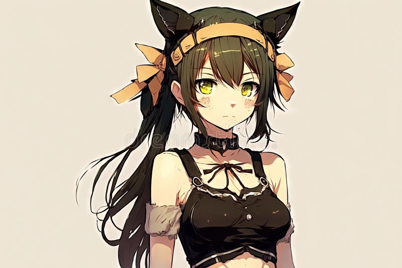 anime girl with a wolf tail and wolf ears | Stable Diffusion