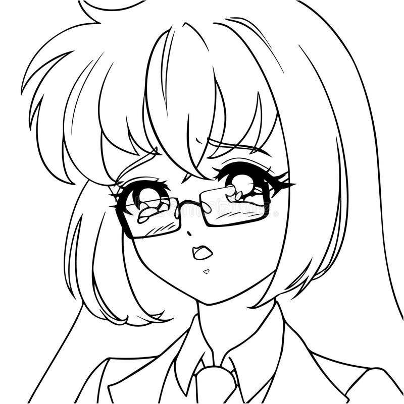 crying anime girl lineart