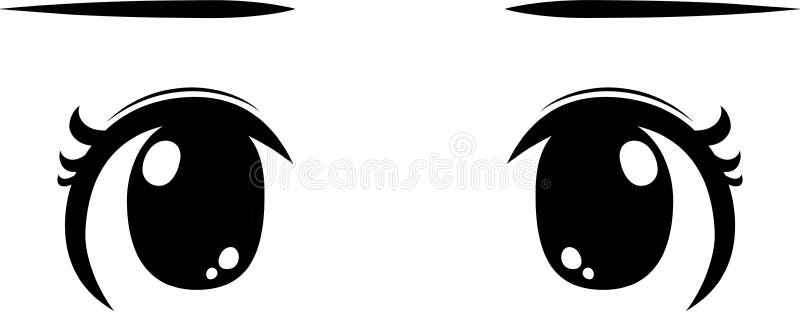 Cute Anime-style Big Black Eyes in Normal Times Stock Vector - Illustration  of children, animation: 202329522