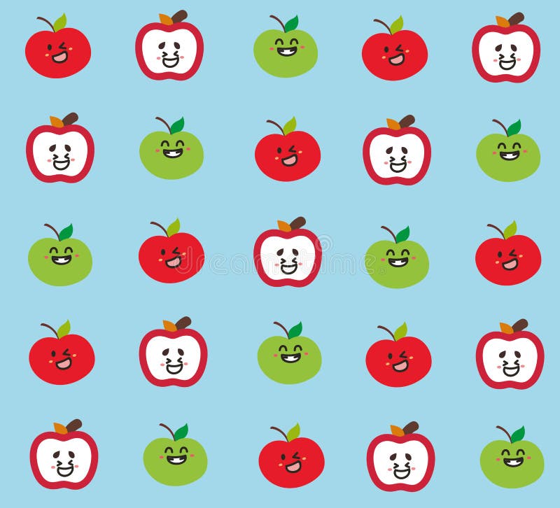 Cute Apple Face Wallpaper Stock Vector. Illustration Of Drawing - 87564324