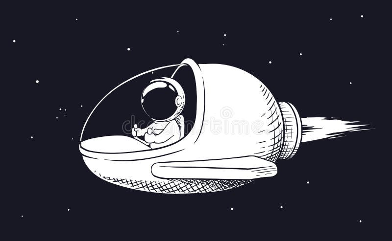 Astronaut and spaceship royalty free illustration