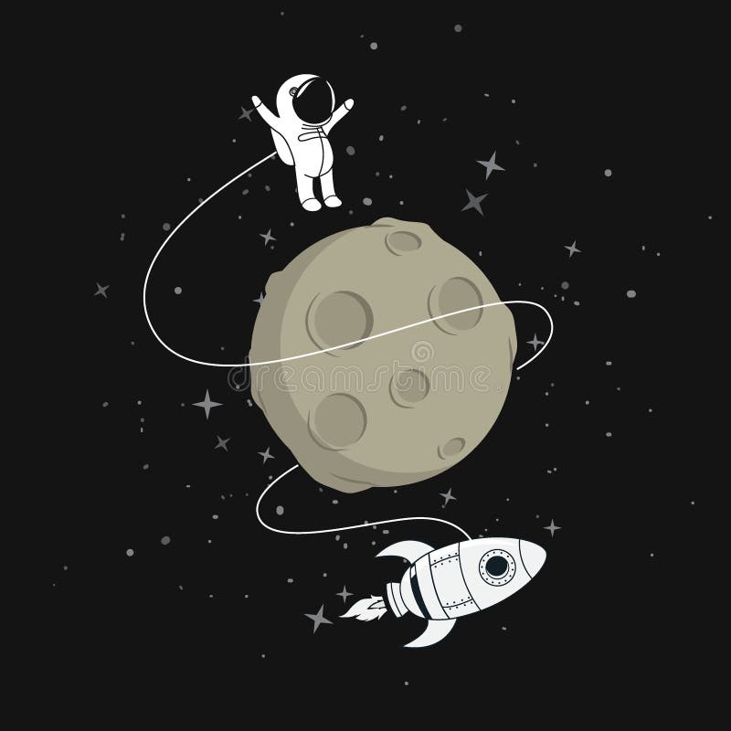 Cute astronaut with moon stock vector. Illustration of astronaut - 86281725