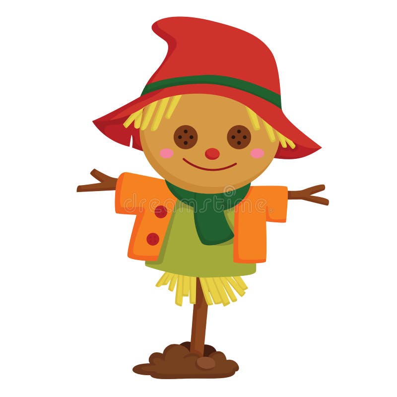 Cute Autumn Farm Scarecrow Illustration Vector Clipart