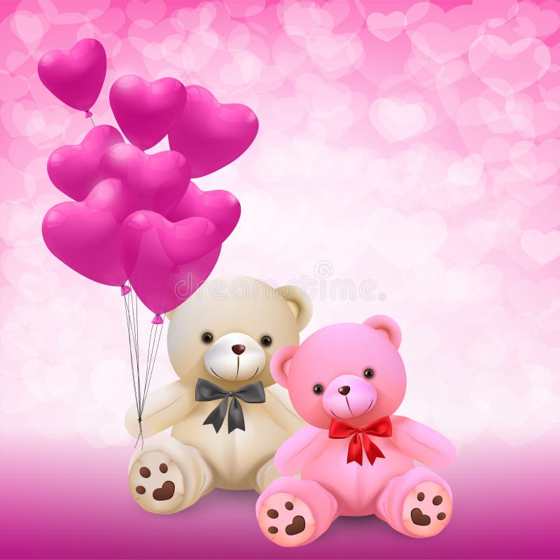 Cute baby bear with heart balloon drawing style on whit. 