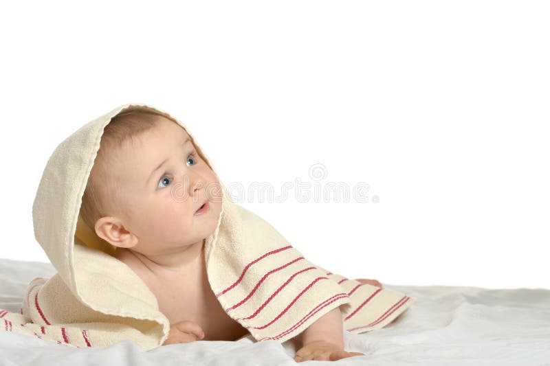 Cute baby with blanket stock image. Image of caucasian 55955691