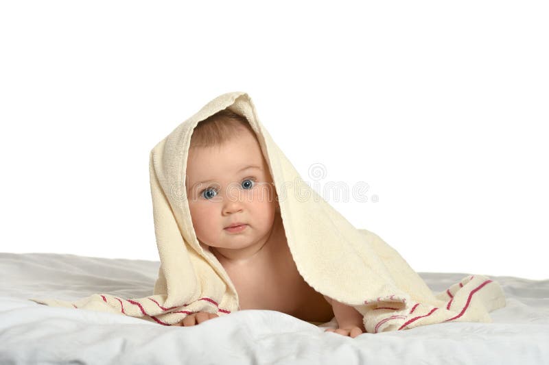 Cute baby with blanket stock photo. Image of female, innocence 80260144