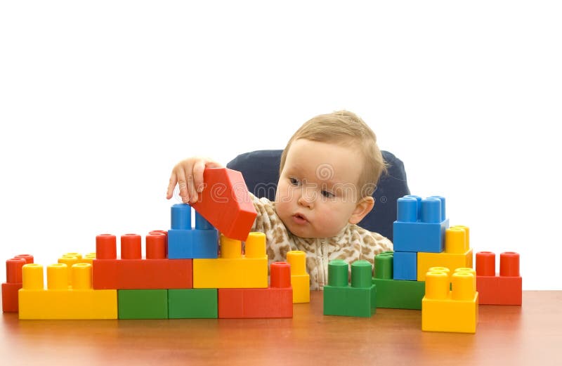 Cute baby with blocks stock photo. Image of block, baby 4261116
