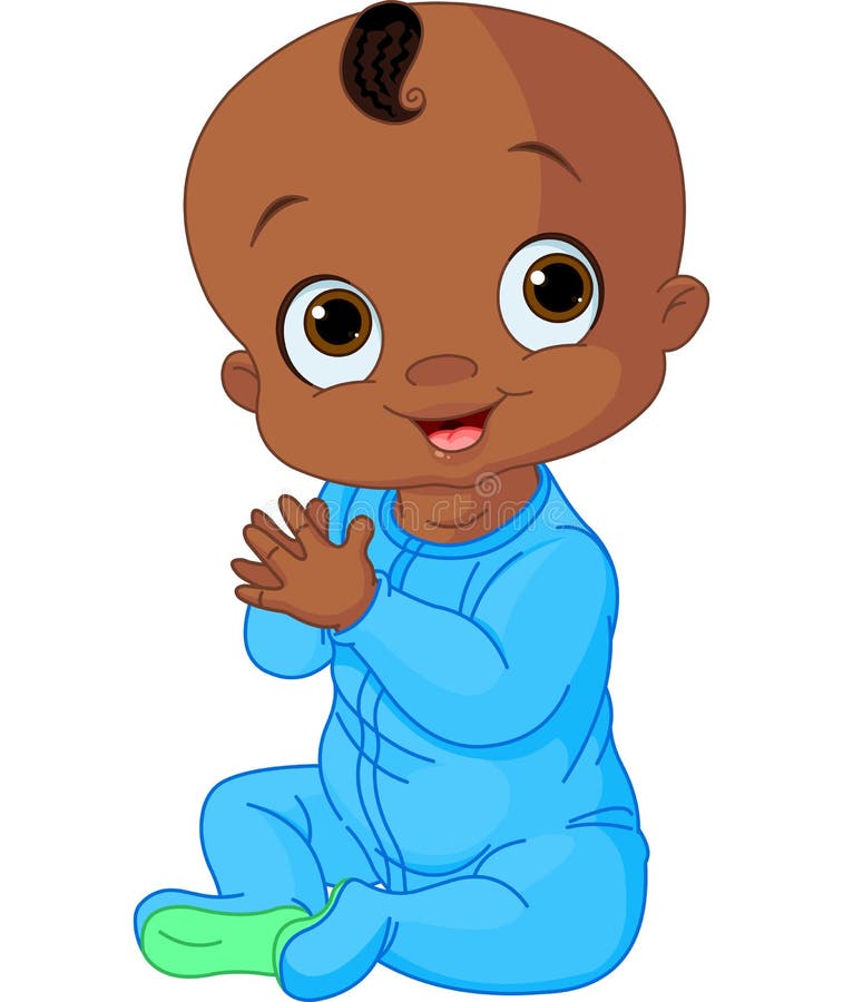 Cute baby boy clapping hands stock illustration