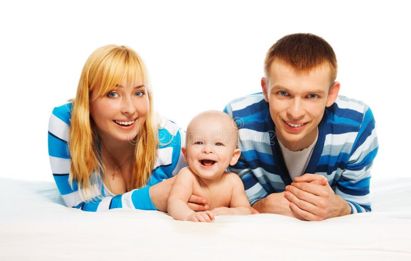 Cute baby boy with parents