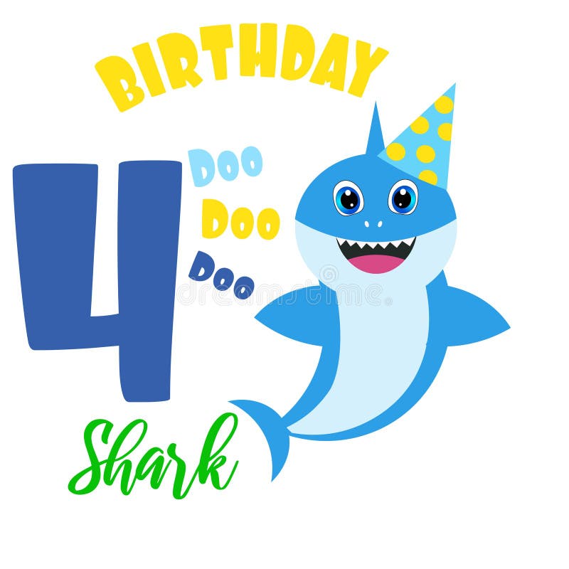 Baby Shark Birthday Greeting Card Template Stock Vector (Royalty