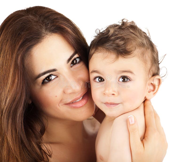 Cute baby boy smiling with mother