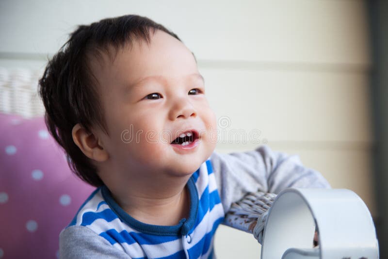Cute baby boy on sofa stock image. Image of child, newborn 35520007