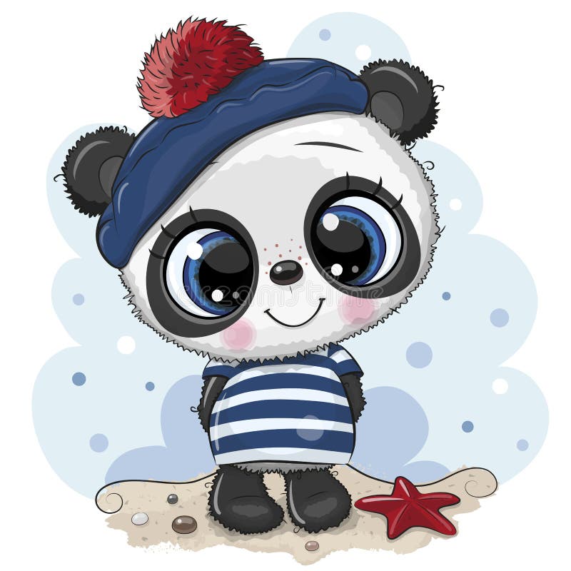 Baby cartoon Panda in sailor costume