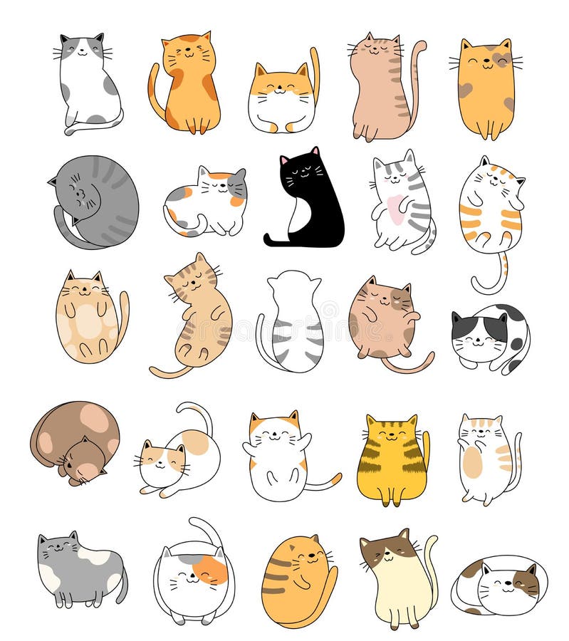 Cute baby cats cartoon hand drawn style,for printing,card, t shirt,banner,product.vector