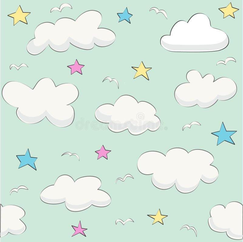 Cute baby cloud pattern vector seamless vector illustration
