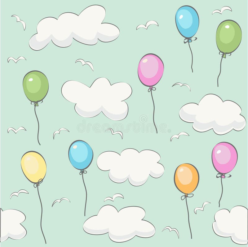 Cute baby cloud pattern vector seamless royalty free illustration