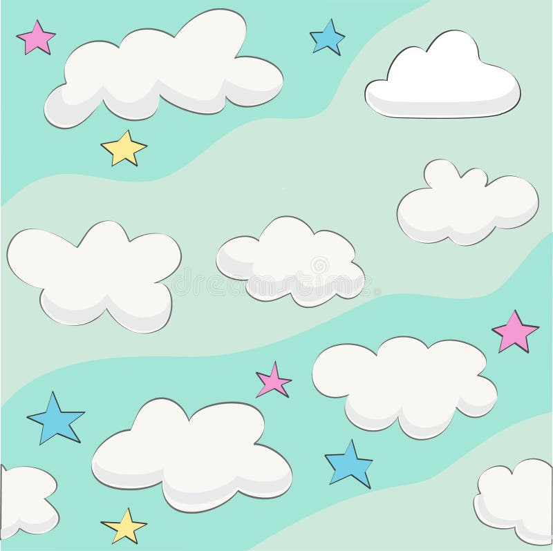 Cute baby cloud pattern vector seamless royalty free illustration