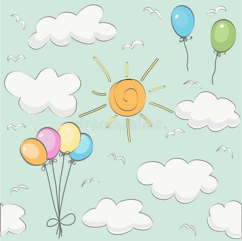 Cute baby cloud pattern vector seamless royalty free illustration