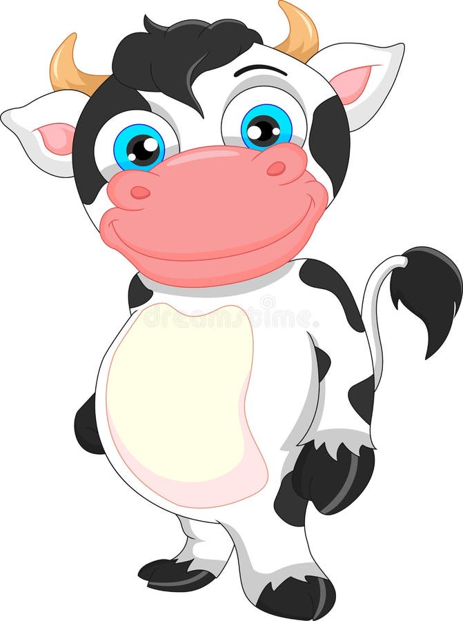 Cute baby cow cartoon vector illustration