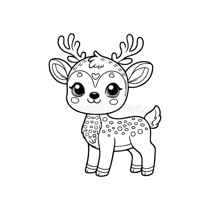 A Cute Baby Deer Coloring Page Line Art Vector Stock Illustration