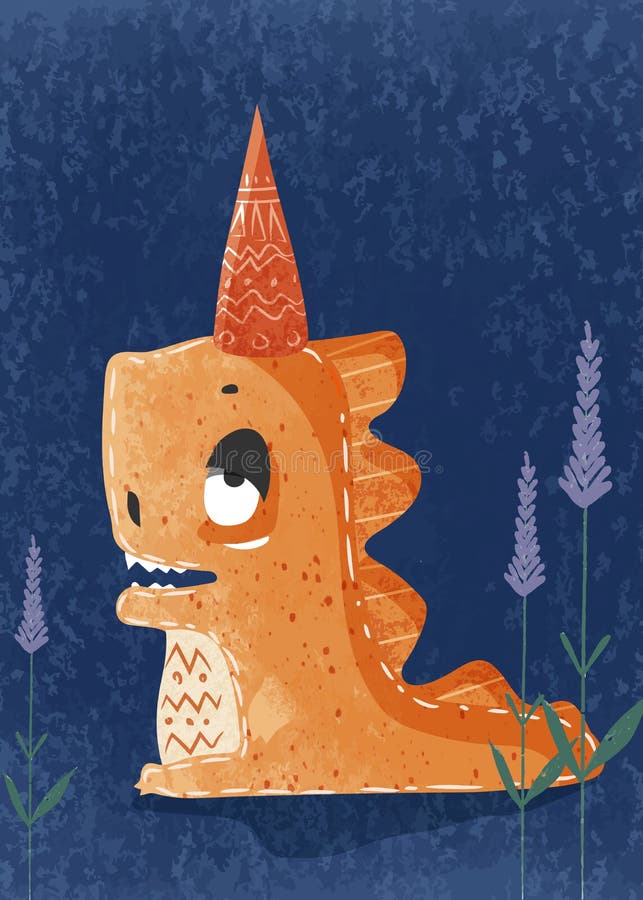 Cute baby Dinosaur hand drawn in illustration style royalty free illustration