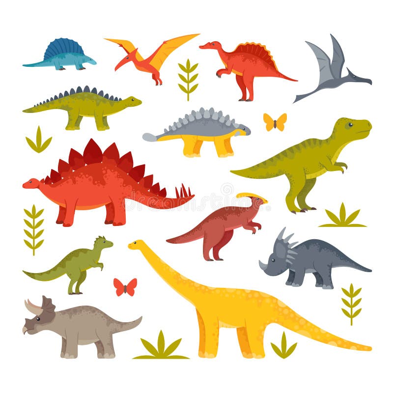 Cute Baby Dinosaurs, Dragons and Funny Dino Characters Set ...