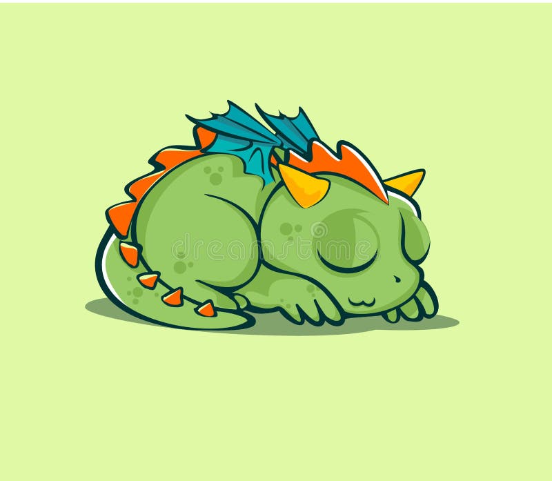 Cute baby dragon animated character for various design stock illustration