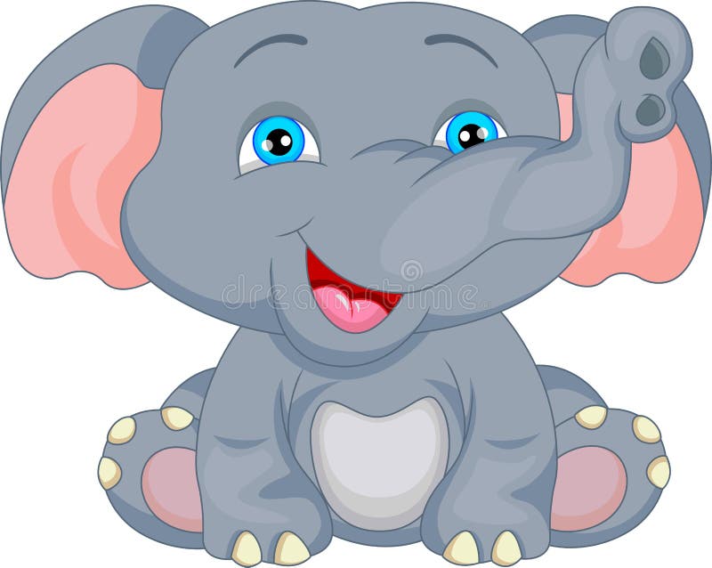 Cute baby elephant cartoon stock illustration