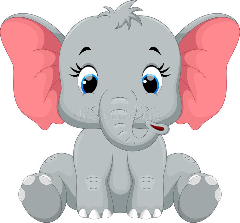 Cute Baby Elephant Cartoon Sitting Stock Illustration ...