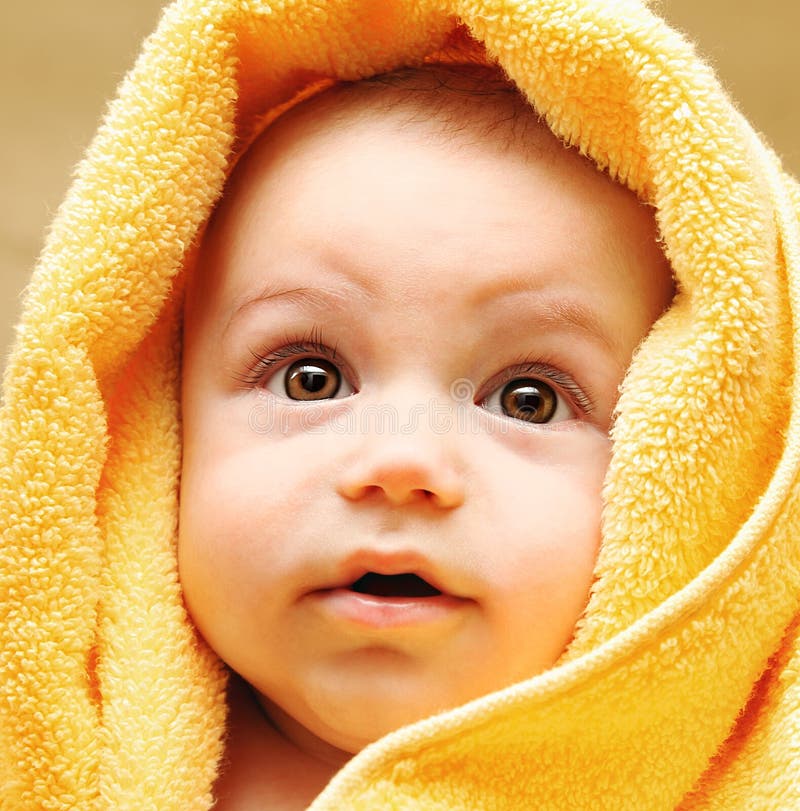 Cute baby face stock photo