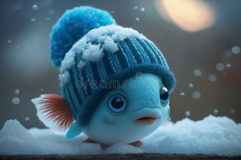 Cute Baby Fish Wearing a Hat Stock Illustration - Illustration of snowfall,  delicate: 280913066